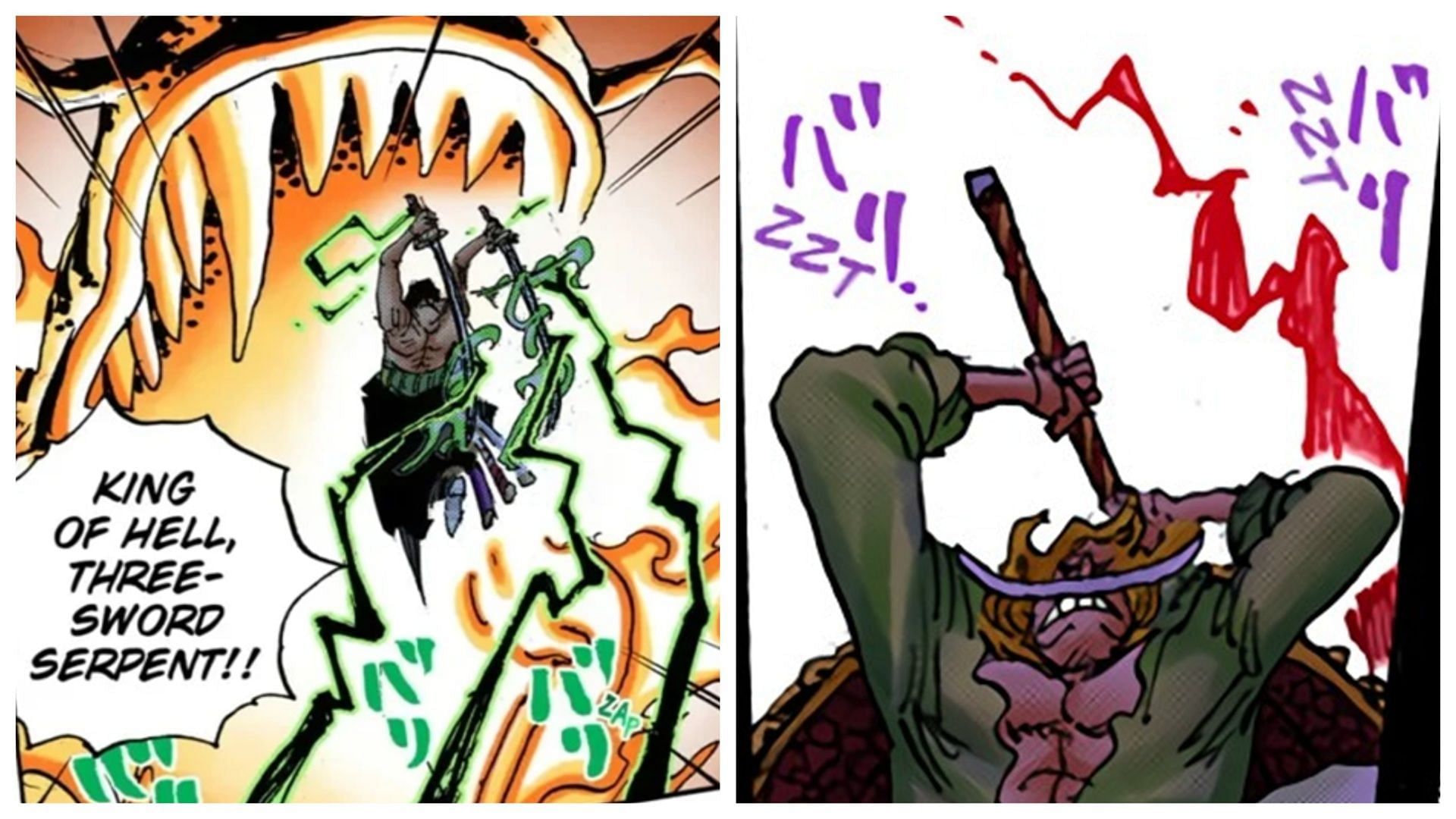 Zoro and Whitebeard using Advanced Conqueror's Haki (Image via Shueisha)